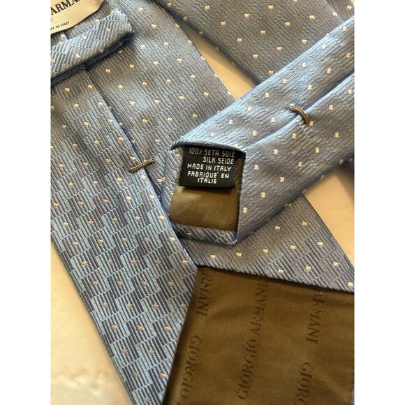 Giorgio Armani Blue Microdot 3.75” Silk Men’s Tie Made In Italy Necktie Designer - Picture 7 of 10
